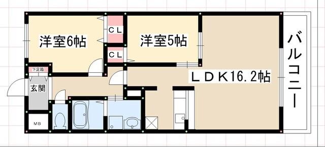 メープルコート(2LDK/3階)の間取り写真
