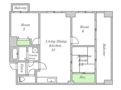 翡翠マンション(2SLDK/7階)の間取り写真