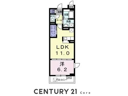 EVER GREEN FUJI 野洲市小篠原(1LDK/3階)の間取り写真