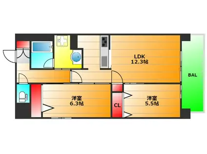 IBCレジデンス イースト (2LDK/11階)の間取り写真