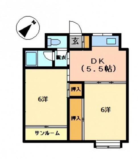 大手町山本ビル(2DK/2階)の間取り写真