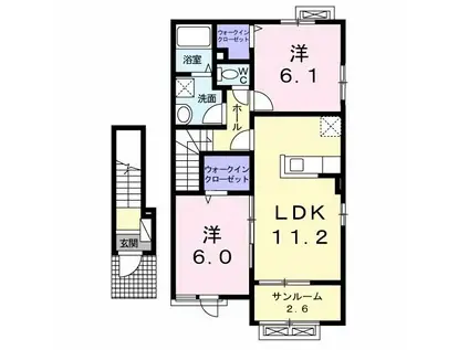 ピアニーIII(2LDK/2階)の間取り写真