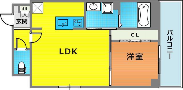 サンシエ神戸元町(1LDK/1階)の間取り写真
