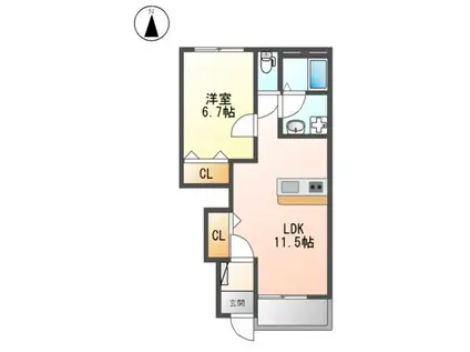 MS レーヴ II(1LDK/1階)の間取り写真