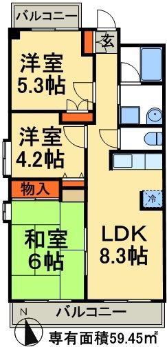 インシュランスビルディング5(3LDK/12階)の間取り写真