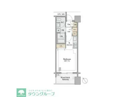 シャレール広尾1号棟(1K/3階)の間取り写真