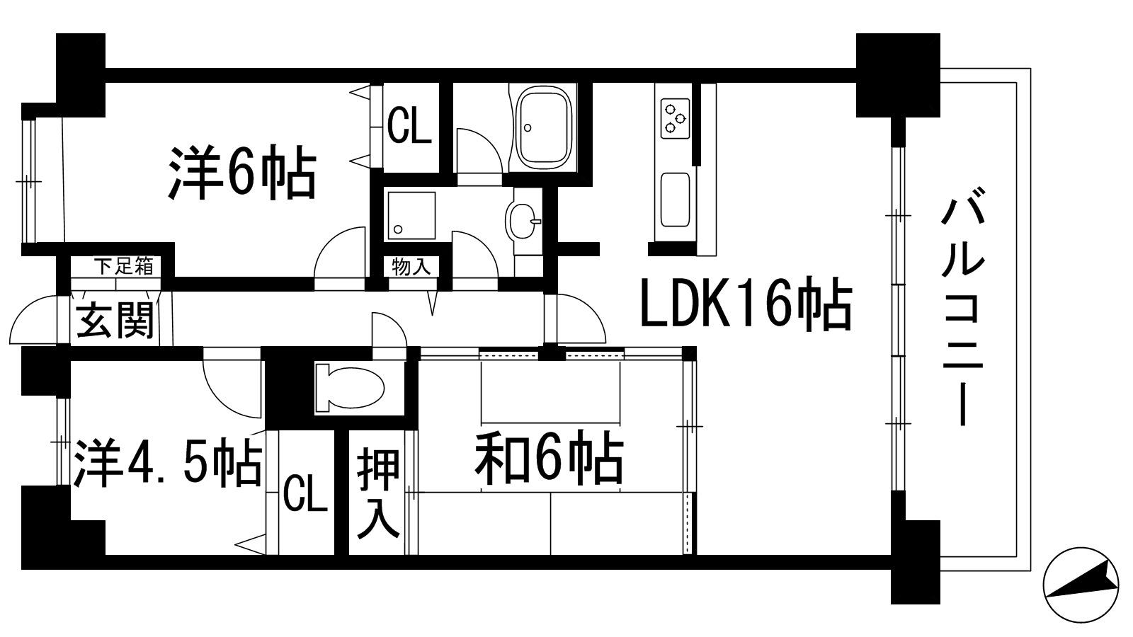 レジオン川西多田(3LDK/8階)の間取り写真