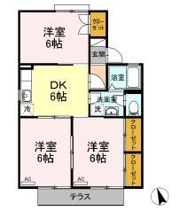 セジュール明石A棟(3DK/1階)の間取り写真