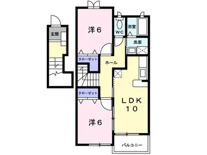 コズミックC(2LDK/2階)の間取り写真