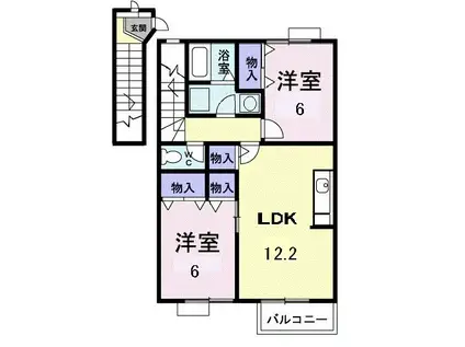 アルコバレーノ B(2LDK/2階)の間取り写真
