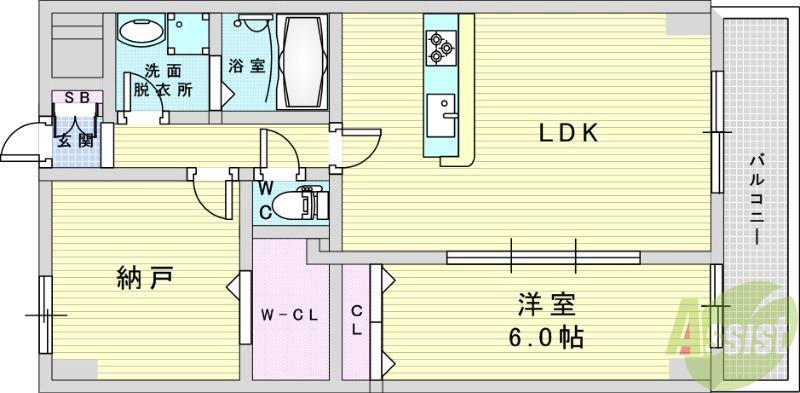 GROOVE豊中レジデンス(1LDK/8階)の間取り写真