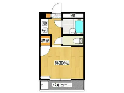 ジュネパレス津田沼第15(1K/3階)の間取り写真