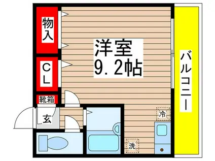 メゾン青葉(ワンルーム/2階)の間取り写真