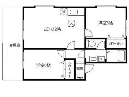 WALD HAUS(2LDK/1階)の間取り写真