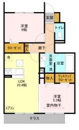 メゾンブランシェ(2LDK/1階)の間取り写真