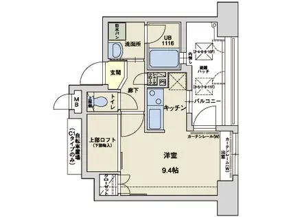 アクタス大手門II(ワンルーム/6階)の間取り写真