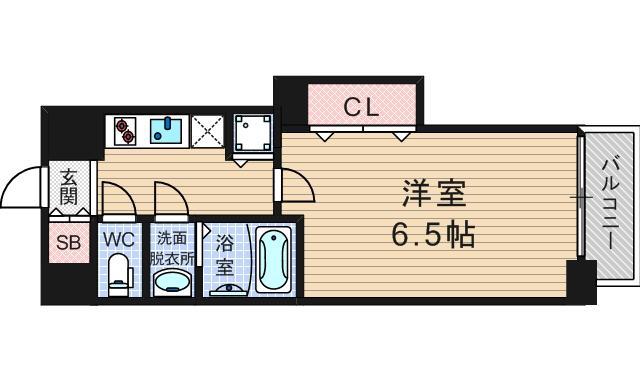レオンコンフォート難波ミラージュ(1K/2階)の間取り写真