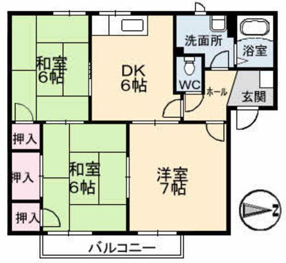 レクサス海田(3DK/1階)の間取り写真