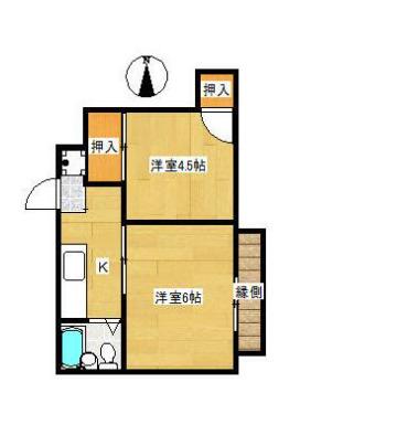 メゾン丸山(2K/1階)の間取り写真