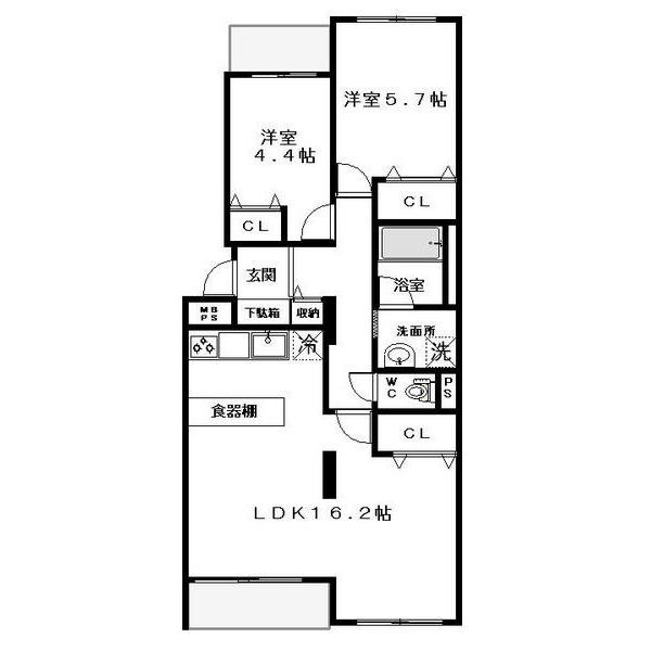 梶ヶ谷パークハイツ(2LDK/1階)の間取り写真
