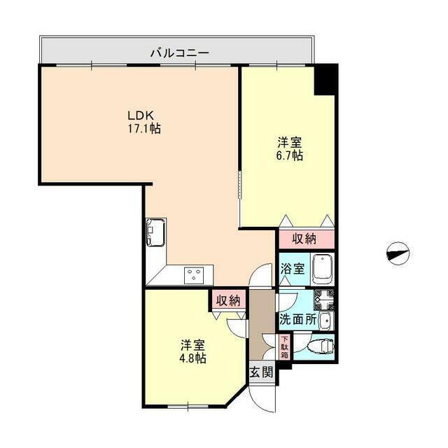 エイム柏(2LDK/2階)の間取り写真