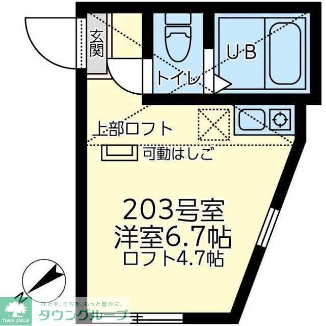 ユナイト星川ジョンポラニー(ワンルーム/2階)の間取り写真