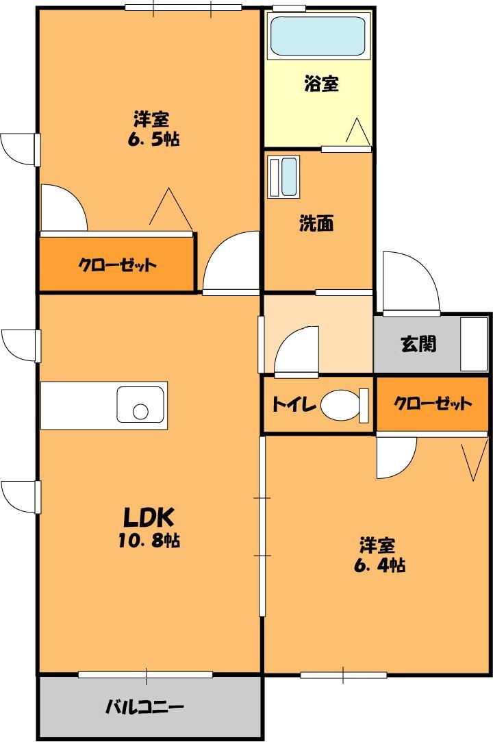 JR高崎線 新町駅(群馬) 車で15分 2階建 築19年(2LDK/1階)の間取り写真