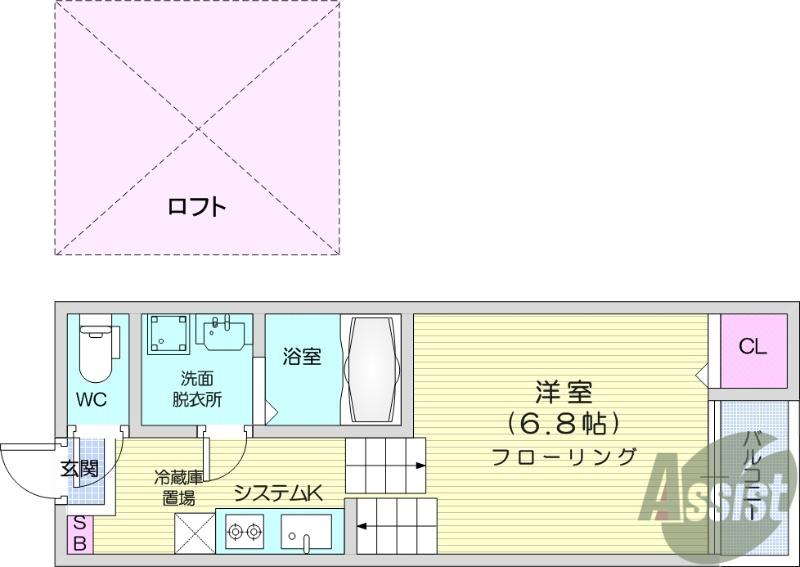 VILLEIL(1K/2階)の間取り写真
