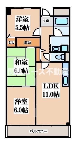 エスポワール仙寿(3LDK/3階)の間取り写真