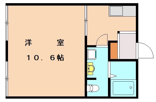 ウエストサイド(1K/1階)の間取り写真