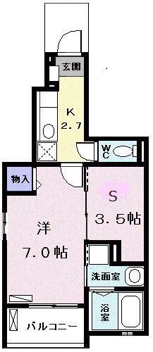レジデンスT&T(1SK/1階)の間取り写真