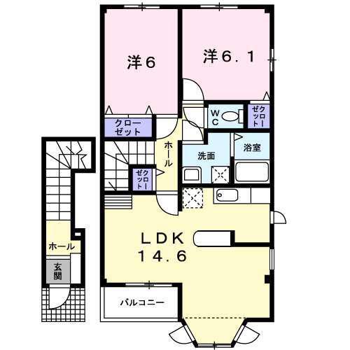 サンズパークII(2LDK/2階)の間取り写真