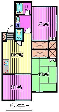 ブルーベリーハイツ(3LDK/2階)の間取り写真