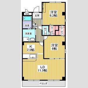 ラフォーレ東山(2LDK/3階)の間取り写真