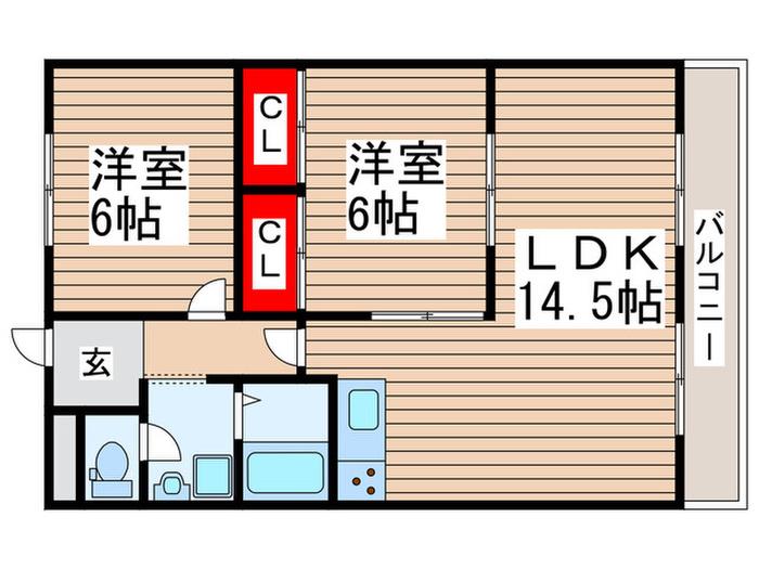 エクセレント富士見台(2LDK/2階)の間取り写真