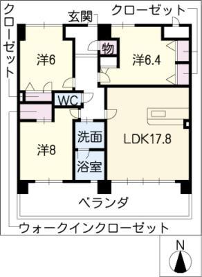 グリーンベル(3LDK/7階)の間取り写真