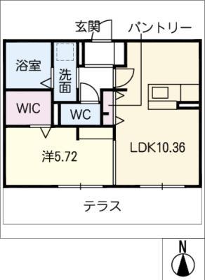 ALIVIO(1LDK/1階)の間取り写真