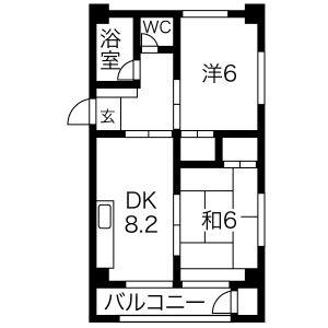 川原マンション(2DK/2階)の間取り写真
