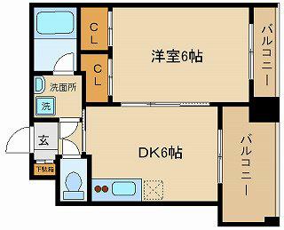 オルテンシア(1DK/7階)の間取り写真