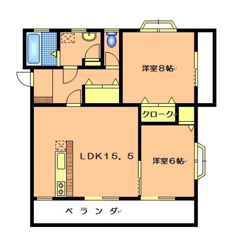 サンパークマンション益田(2LDK/3階)の間取り写真