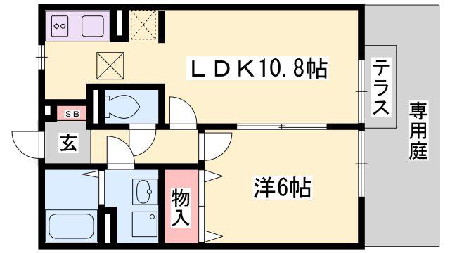 プラシード(1LDK/1階)の間取り写真