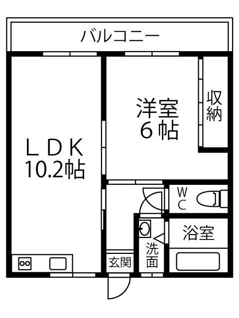 シャルム上之原(1LDK/2階)の間取り写真