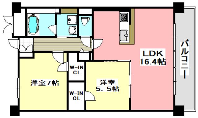 クレセント・コート(2LDK/4階)の間取り写真