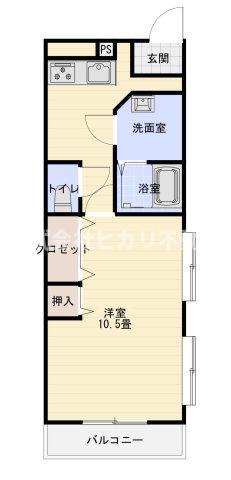 グレンデイル永山(1K/2階)の間取り写真