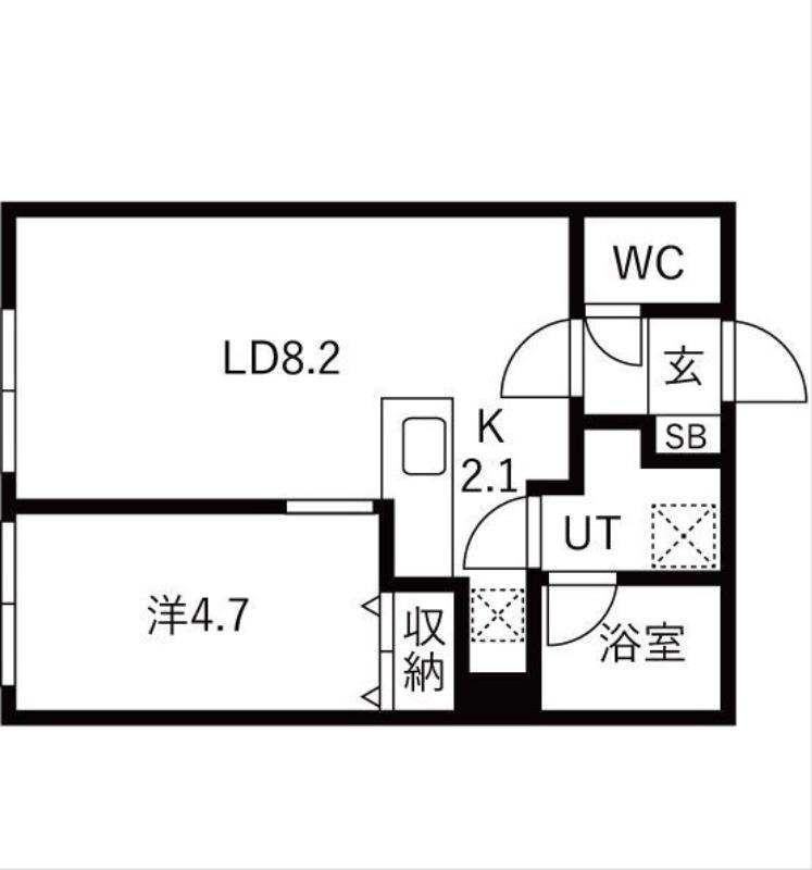 ブリス北円山(1LDK/2階)の間取り写真