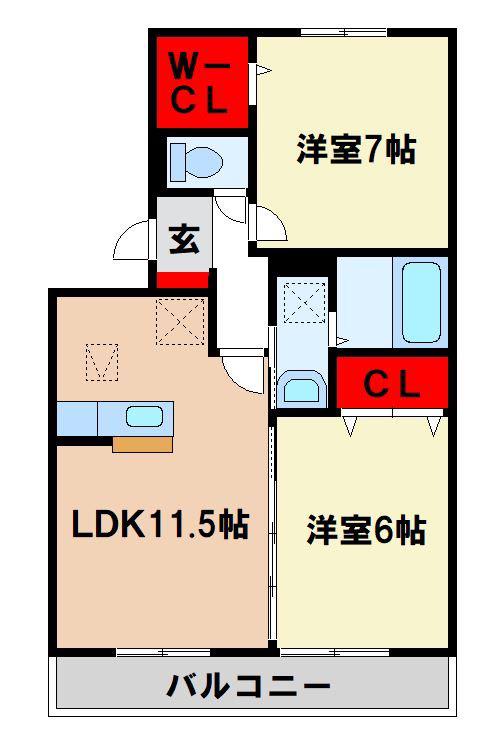 プレステージ(2LDK/1階)の間取り写真