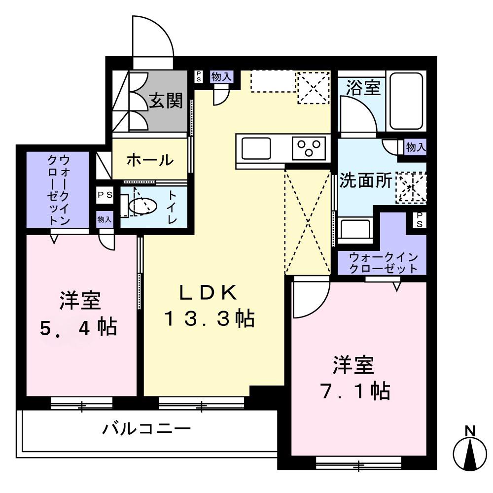 グランアスール(2LDK/2階)の間取り写真