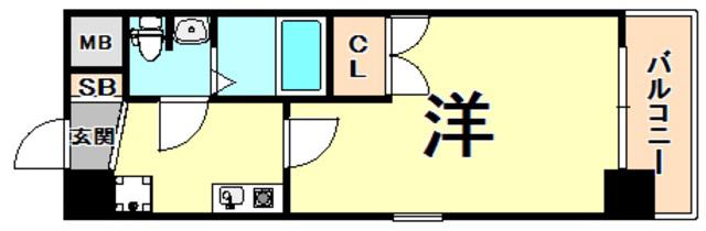 ONE ROOF FLAT NISHINOMIYA(1K/10階)の間取り写真