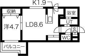 グラマシー(1LDK/3階)の間取り写真