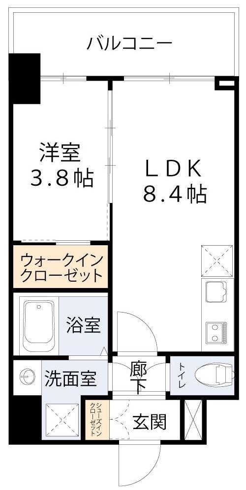 エスリードレジデンス梅田マークス(1LDK/2階)の間取り写真